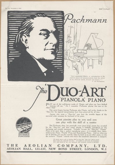 Aeolian Company Pianolas, 1924 by Wilfred Fryer