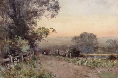 When Evening is Still (renkli taş baskı) by Wilfrid Williams Ball