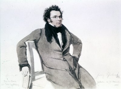 Franz Schubert (1797 - 1828), August Reider tarafından suluboya by Wilhelm August Rieder