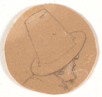 Yüksek şapkalı erkek kafası. Sağdaki profil by Wilhelm Bendz