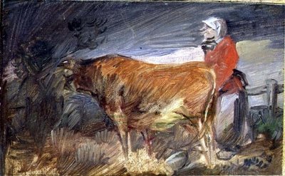 Manzarada Kadın ve İnek by Wilhelm Busch