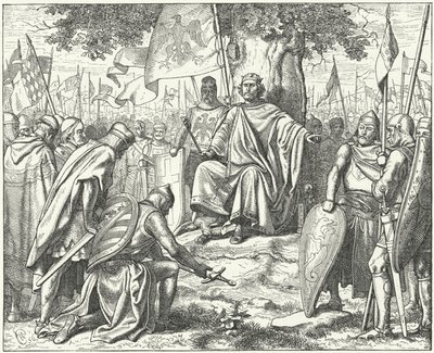 Submission of the Saxon princes to The Holy Roman Emperor Henry IV at Spira after their defeat at the Battle of Langensalza by Wilhelm Camphausen