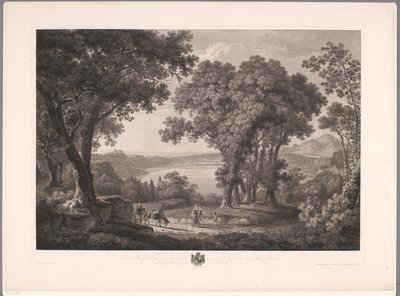 Roma Der See von Albano dei Rom yakınlarındaki Albano Gölü'nün görünümü (nesnedeki başlık) by Wilhelm Friedrich Gmelin