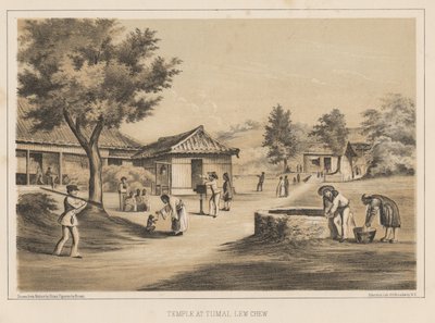 Tumai'deki Tapınak, Lew Chew, 1855 by Wilhelm Joseph Heine
