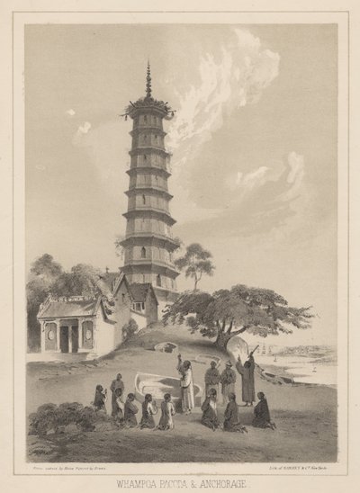 Whampoa Pagoda und Anchorage, 1855  by Wilhelm Joseph Heine