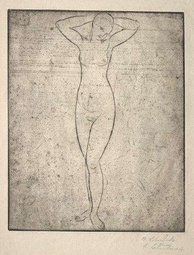 Kolları başının arkasında duran kız by Wilhelm Lehmbruck