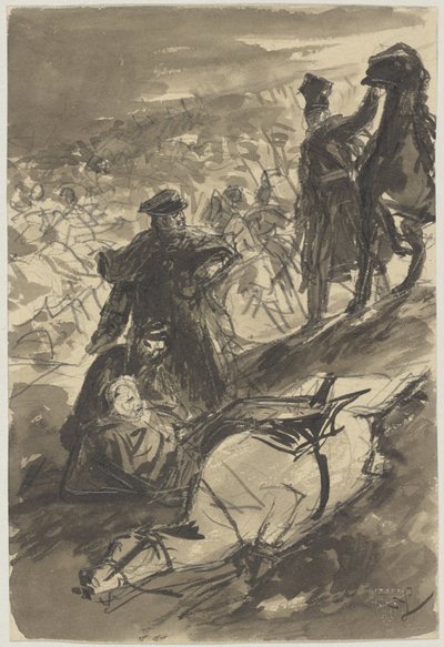 Ligny Savaşı'nda Blucher'ın düşüşü by Wilhelm Lindenschmit der Jüngere