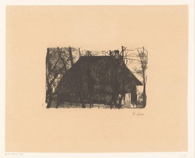Çıplak ağaçlar arasında çiftlik by Wilhelm Maria Hubertus Leibl (signed by artist)