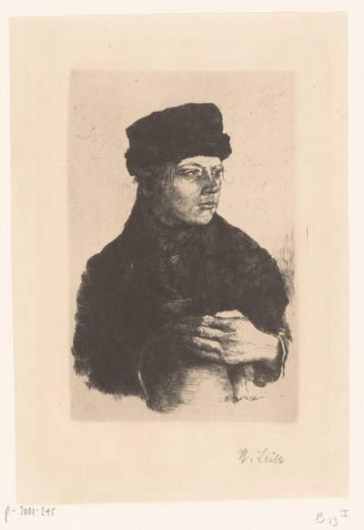 Sürahi ile çiftlik çocuğu by Wilhelm Maria Hubertus Leibl (signed by artist)