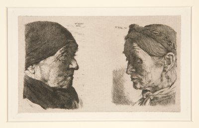 İsimsiz [iki kafa çalışması] by Wilhelm Maria Hubertus Leibl