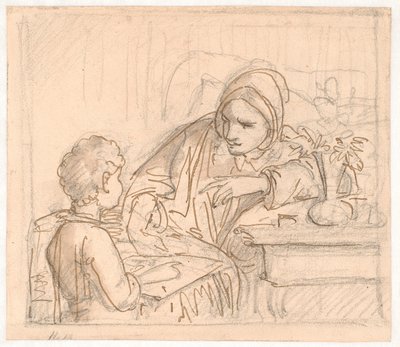 Annette Hage, yeğeni Hother fotoğraflarını gösteriyor by Wilhelm Marstrand