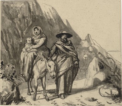 Kutsal Aile, Mısır yolunda kayaların arasında by Wilhelm Marstrand