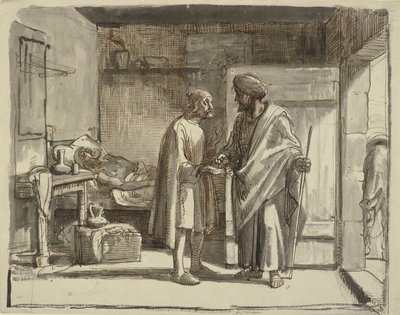 İyi Samiriyeli ev sahibine para ödüyor by Wilhelm Marstrand