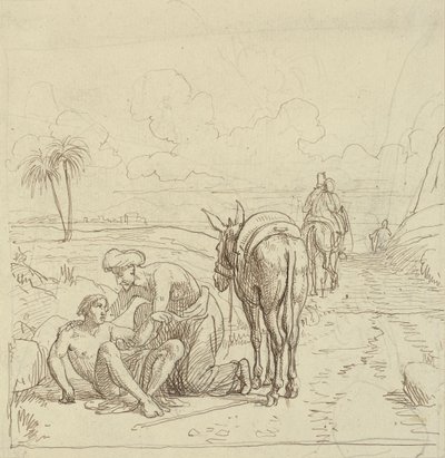 İyi Samiriyeli yaralıları bulur by Wilhelm Marstrand