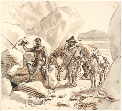 Don Kişot, Sancho'ya Şövalyelerin itibarı ve geleceği hakkında bilgi verir. by Wilhelm Marstrand
