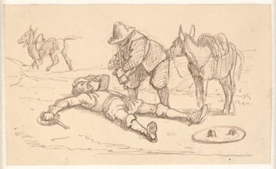 Don Kişot yaralandı ve Sancho tarafından yardım edildi by Wilhelm Marstrand