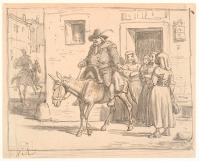 Don Kişot ve Sancho Pansa bardan ayrılıyor by Wilhelm Marstrand