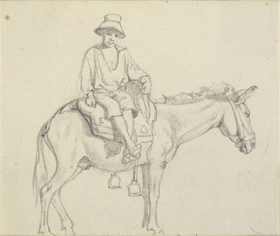 Eşeğin üzerinde yan oturan çocuk by Wilhelm Marstrand