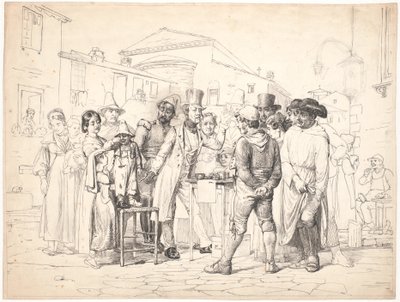 Bir şarlatan parlak mürekkep satıyor, Roma by Wilhelm Marstrand