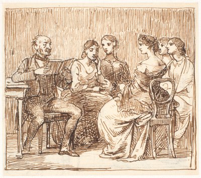 Bir beyefendi beş bayana yüksek sesle okur by Wilhelm Marstrand