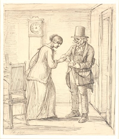 Daha genç bir bayan alıcı postacının mektubudur by Wilhelm Marstrand