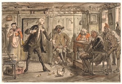 Erasmus Montanus, Per Degn ile tezini savunuyor by Wilhelm Marstrand