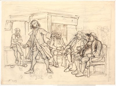 Erasmus Montanus, Per Degn ile tezini savunuyor by Wilhelm Marstrand