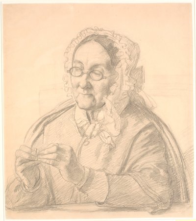 Dikiş iğnesine basan yaşlı kadın by Wilhelm Marstrand