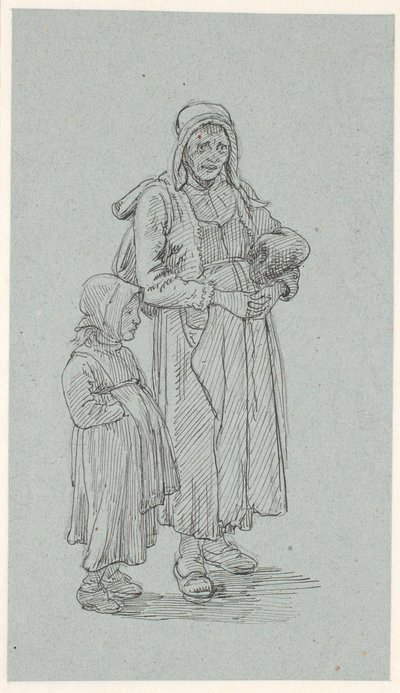 Yaşlı İsveçli karısı ve küçük kızı by Wilhelm Marstrand