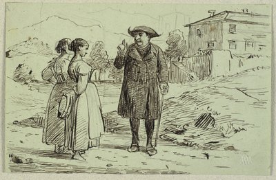 İki kadın ve bir baba ile İtalyan sahnesi by Wilhelm Marstrand