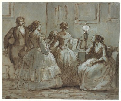 Müzik yapılan Kopenhag şirket sahnesi by Wilhelm Marstrand