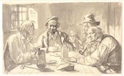 Bir pub bodrumunda kart oyunları by Wilhelm Marstrand