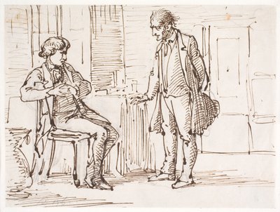 Oturan genç ve ayakta duran yaşlı bir adam arasındaki konuşma by Wilhelm Marstrand