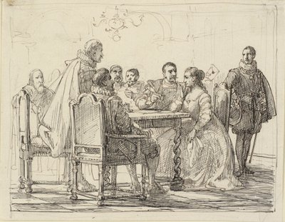 Şirket sahnesi, Chr. IV zamanı by Wilhelm Marstrand