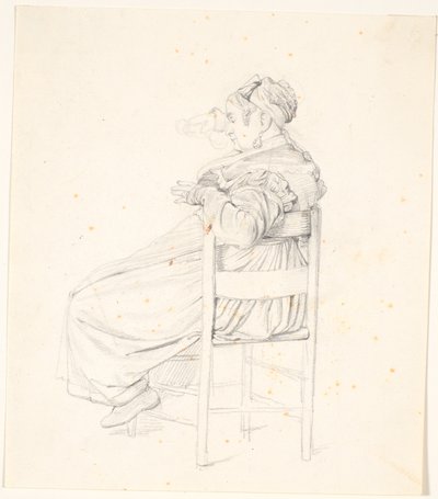 Oturan yaşlı İtalyan kadın by Wilhelm Marstrand