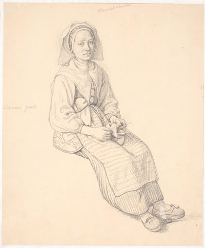 Oturan İsveçli karısı örgü ile by Wilhelm Marstrand