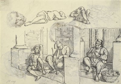 Merdiven üzerinde Türkçe ve lazzaron çalışmaları by Wilhelm Marstrand