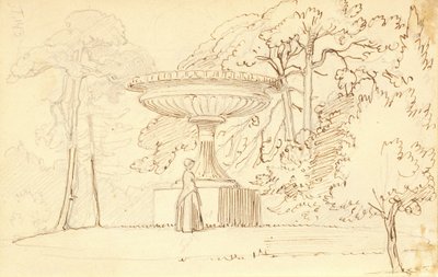 Devasa bir kasenin yanında bir bayanla güney bahçesi by Wilhelm Marstrand