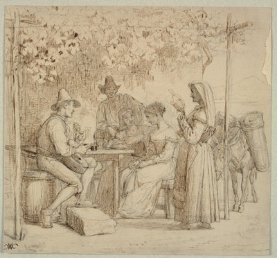 Bir peynir fabrikasının dışında by Wilhelm Marstrand