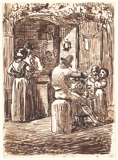 İtalya'da bir şarap dükkanının dışında by Wilhelm Marstrand