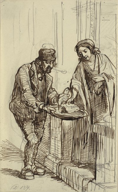 Genç bayan ve balıkçı by Wilhelm Marstrand