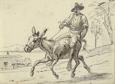 Genç adam eşeğe biniyor by Wilhelm Marstrand