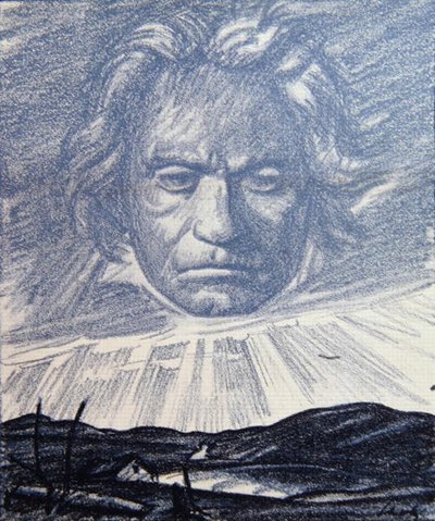 Beethoven Dehasına Bir Övgü, 'Simplicissimus' dergisinden illüstrasyon, Münih 1920 (litho) by Wilhelm Schulz