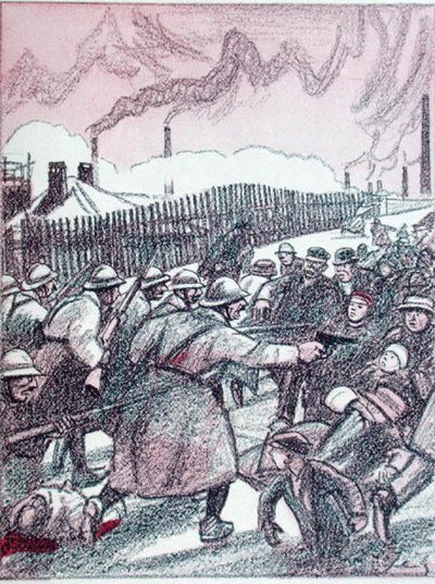 Ruhr İşgali sırasında Fransız Ordusu'nun baskısı, 'Simplicissimus'tan, Ocak 1924 (renkli lito) by Wilhelm Schulz