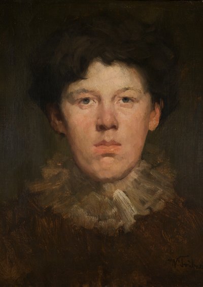 Bir ruff ile çocuk by Wilhelm Trübner