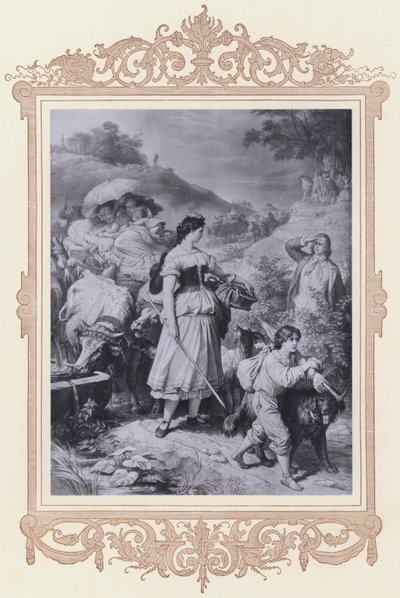 Dorothea ve Göçmenler, Hermann ve Dorothea (lito) by Wilhelm von (after) Kaulbach