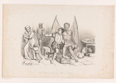 Açgözlülük tarafından ele geçirilen adam Altına susamışlık dul ve yetimleri kovalar (nesnedeki başlık) by Wilhelmus Petrus van Geldorp