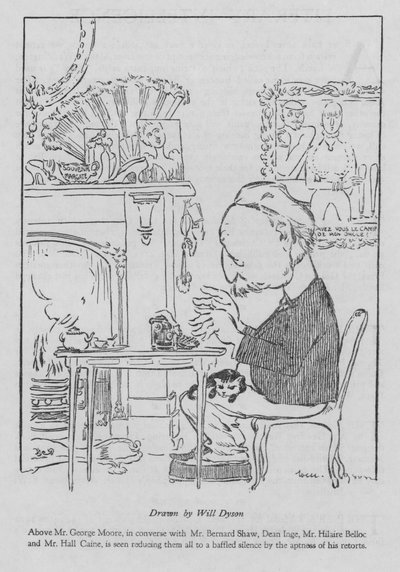 George Moore, İrlandalı yazar, daktilosunda çalışıyor (litho) by Will Dyson