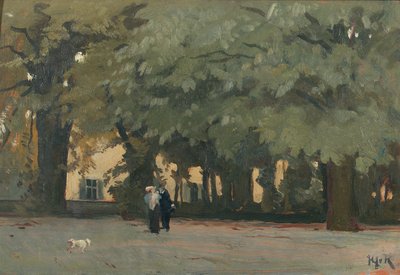 Bir karede bir çift (panelde yağ) by Willem Adriaan van Konijnenburg