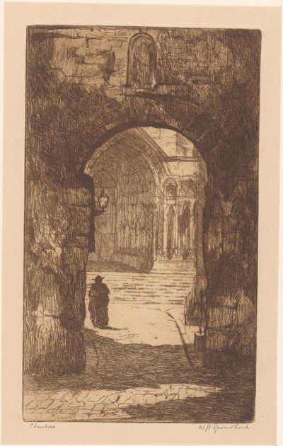 Chartres (nesne üzerindeki orijinal başlık) by Willem Adrianus Grondhout (signed by artist)